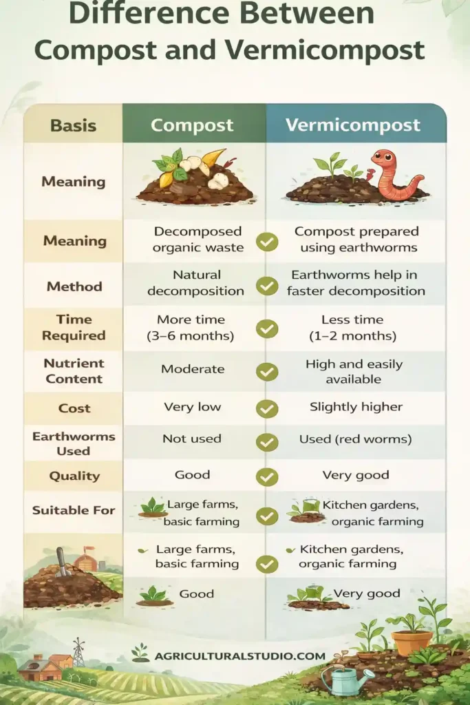 Difference between Compost and Vermicompost